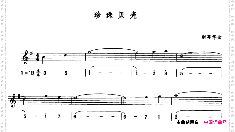 珍珠贝壳简线合谱