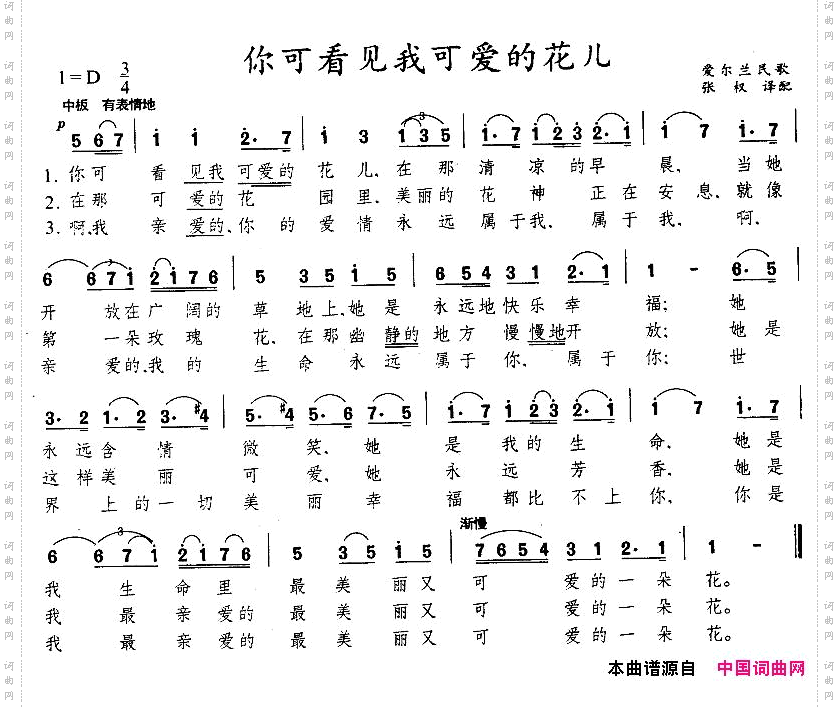 你可看见我可爱的花儿[爱尔兰]