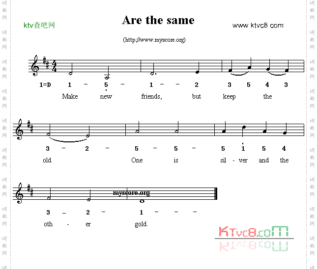 Arethesame线简谱混排版、英文儿歌
