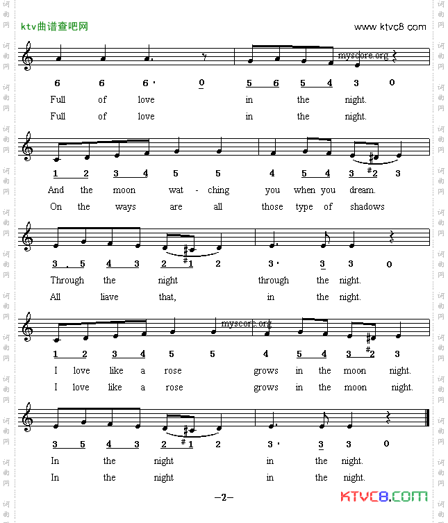Themoonclimbingovermountain半个月亮爬上来英译中文歌曲、线简谱混排版