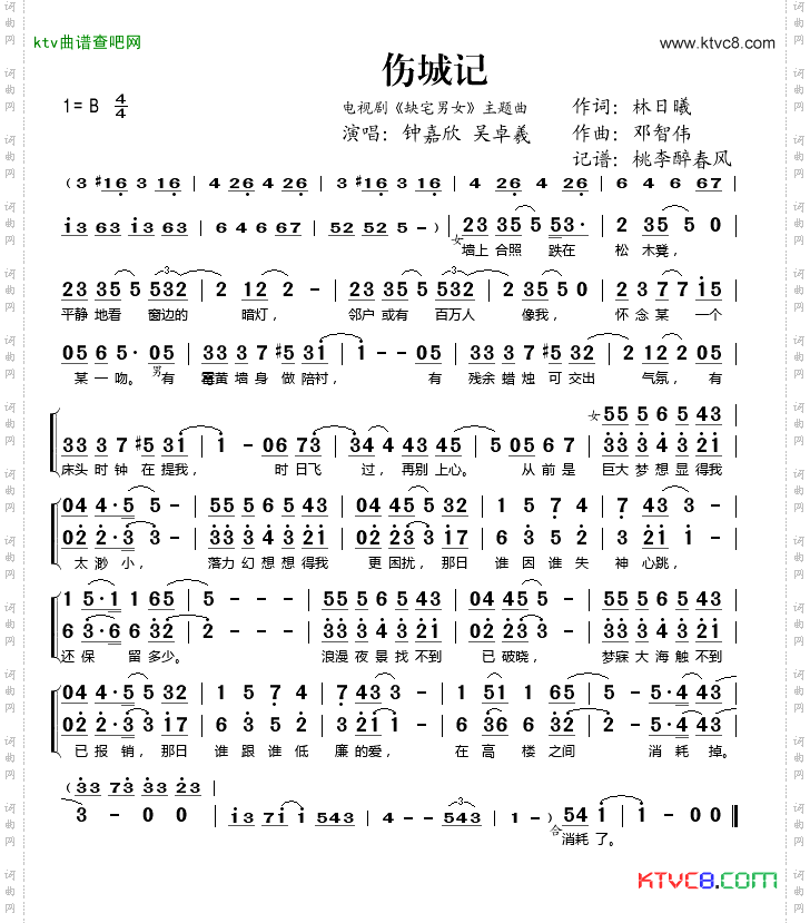伤城记（电视剧《缺宅男女》主题曲）