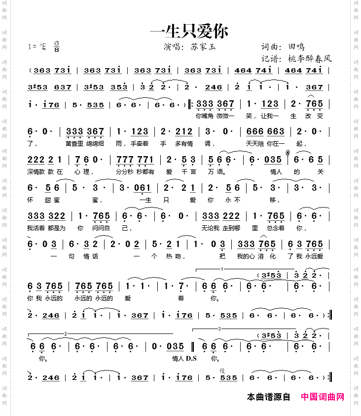 一生只爱你