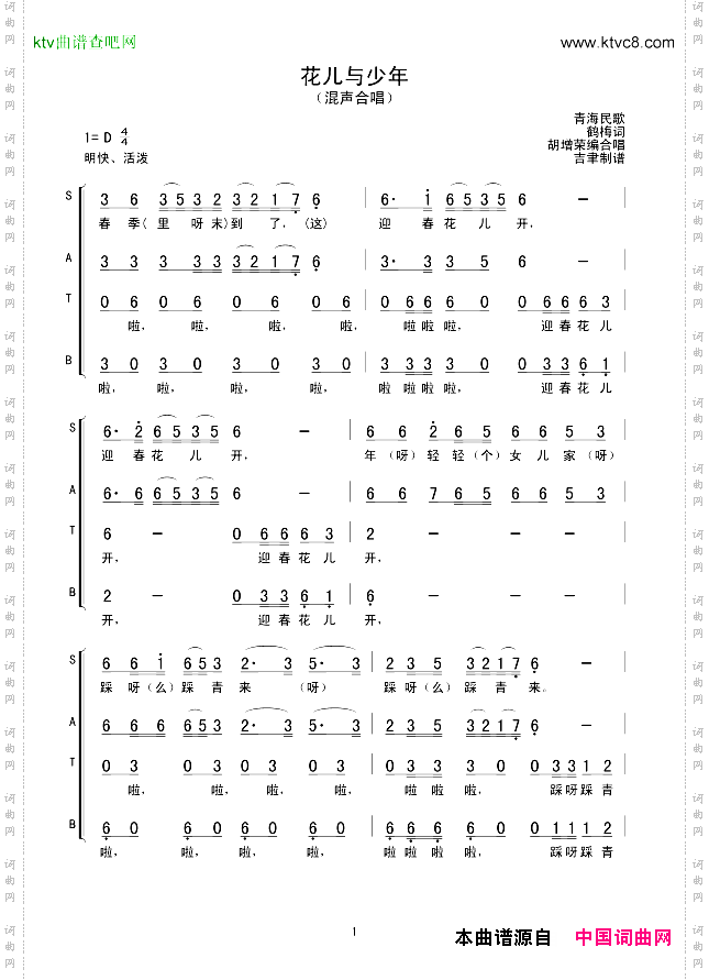 花儿与少年混声合唱