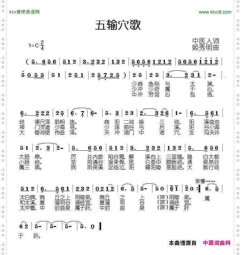 五输穴歌