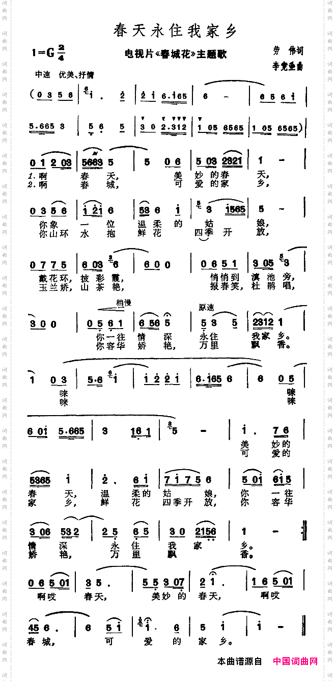 春天永住我家乡_电视片《春城花》主题歌