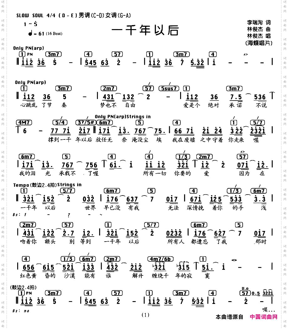 一千年以后带和弦谱