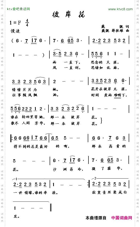 彼岸花戴靓词戴靓薛秋雄曲