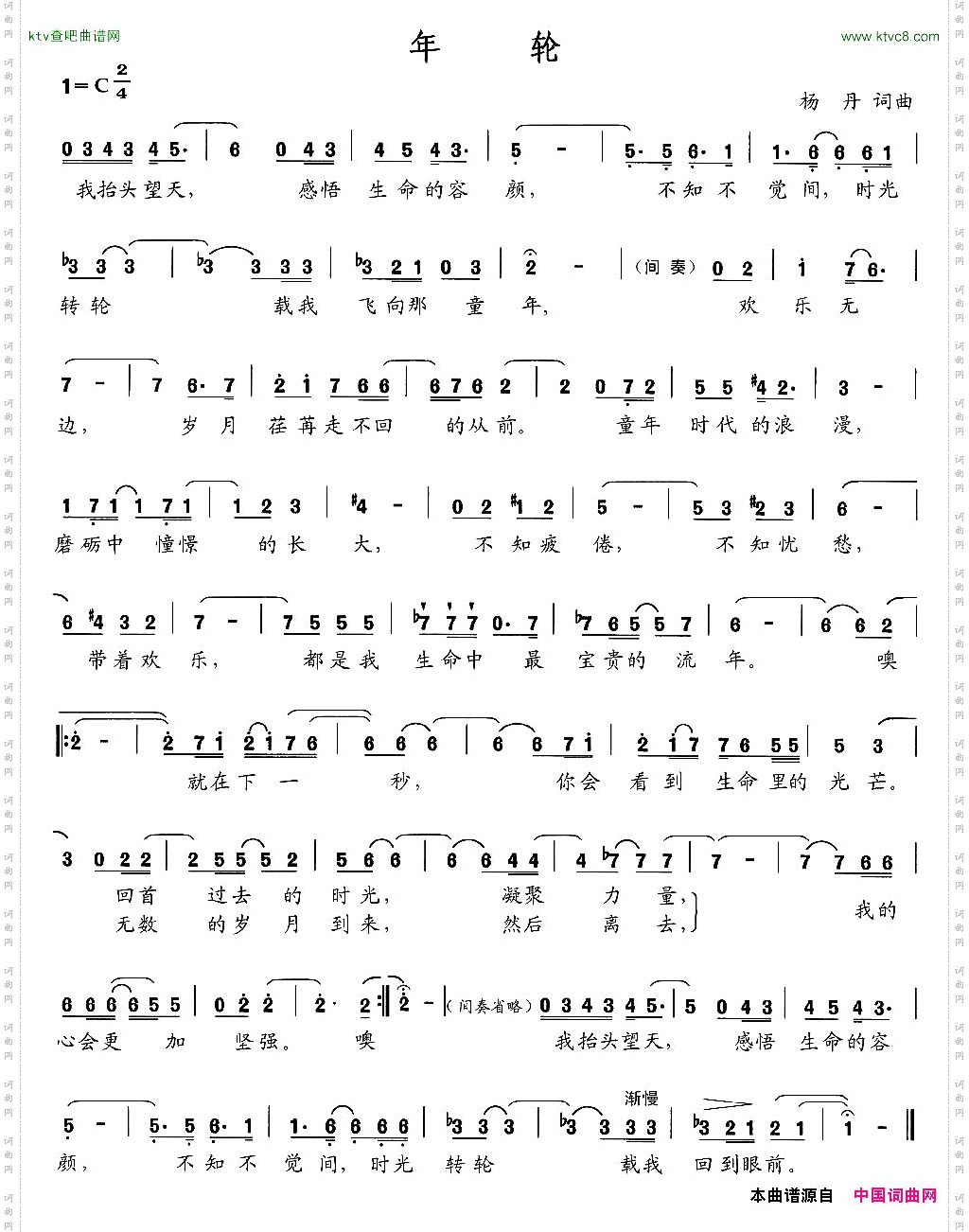 年轮杨丹词曲