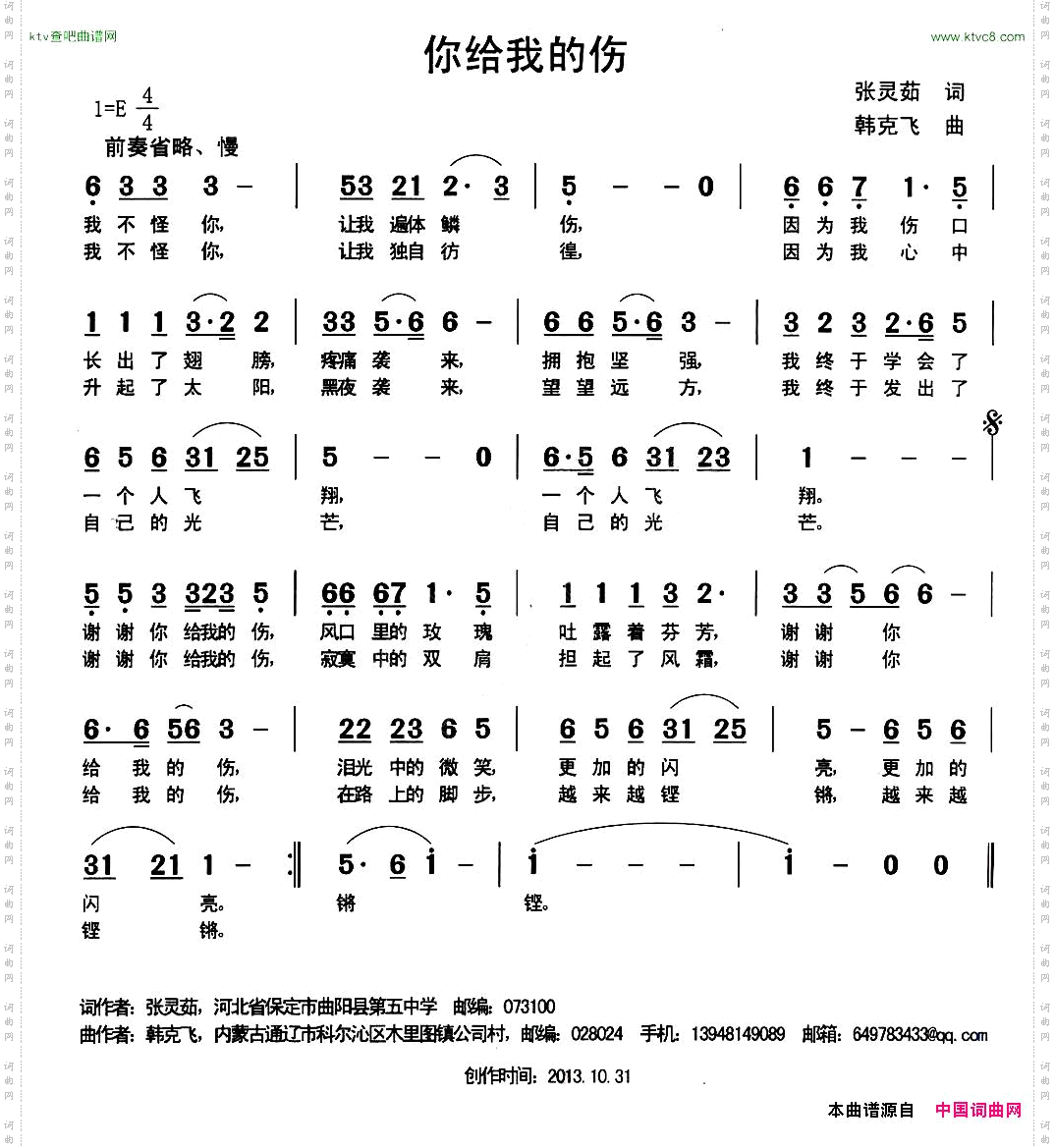 你给我的伤