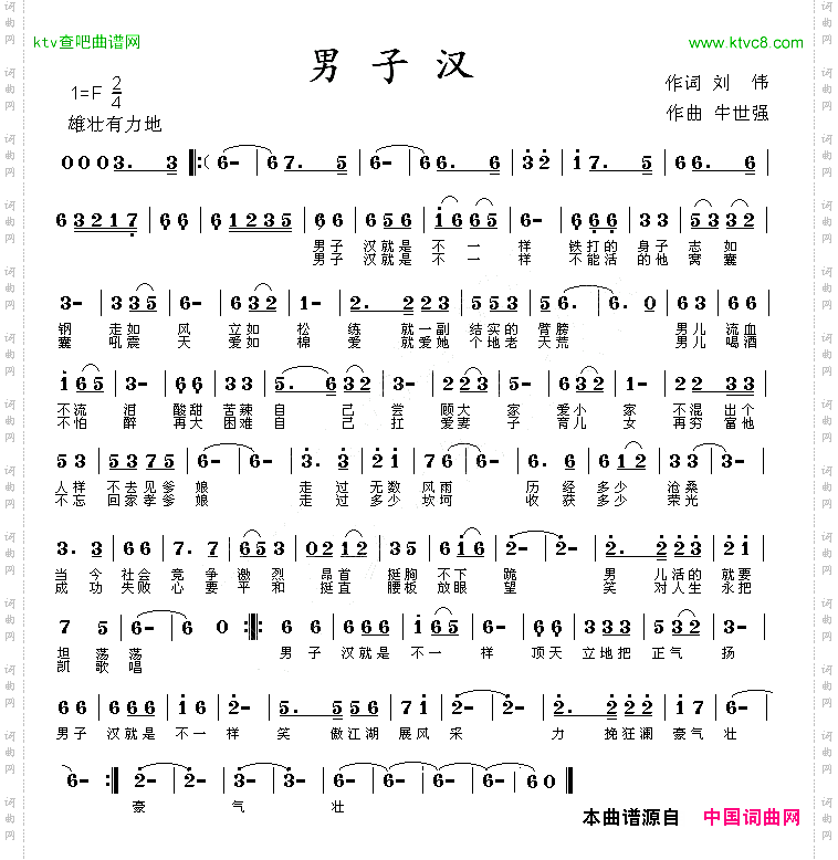 男子汉刘伟词牛世强曲