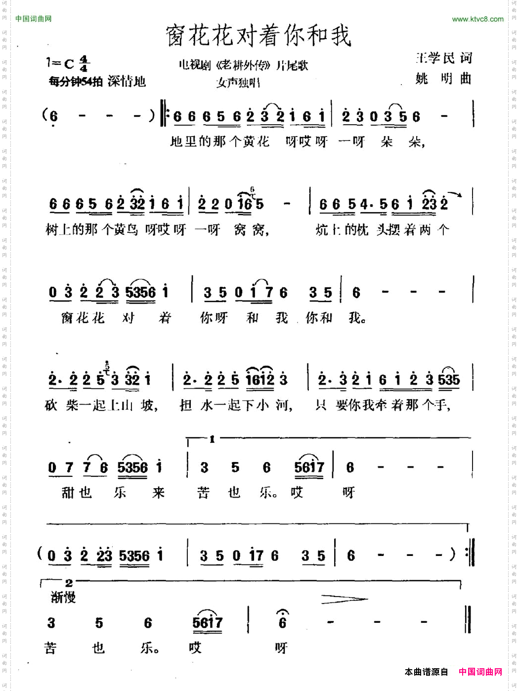 窗花花对着你和我_电视剧《老耕外传》片尾曲