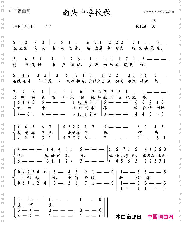 南头中学校歌深圳市南头中学校歌