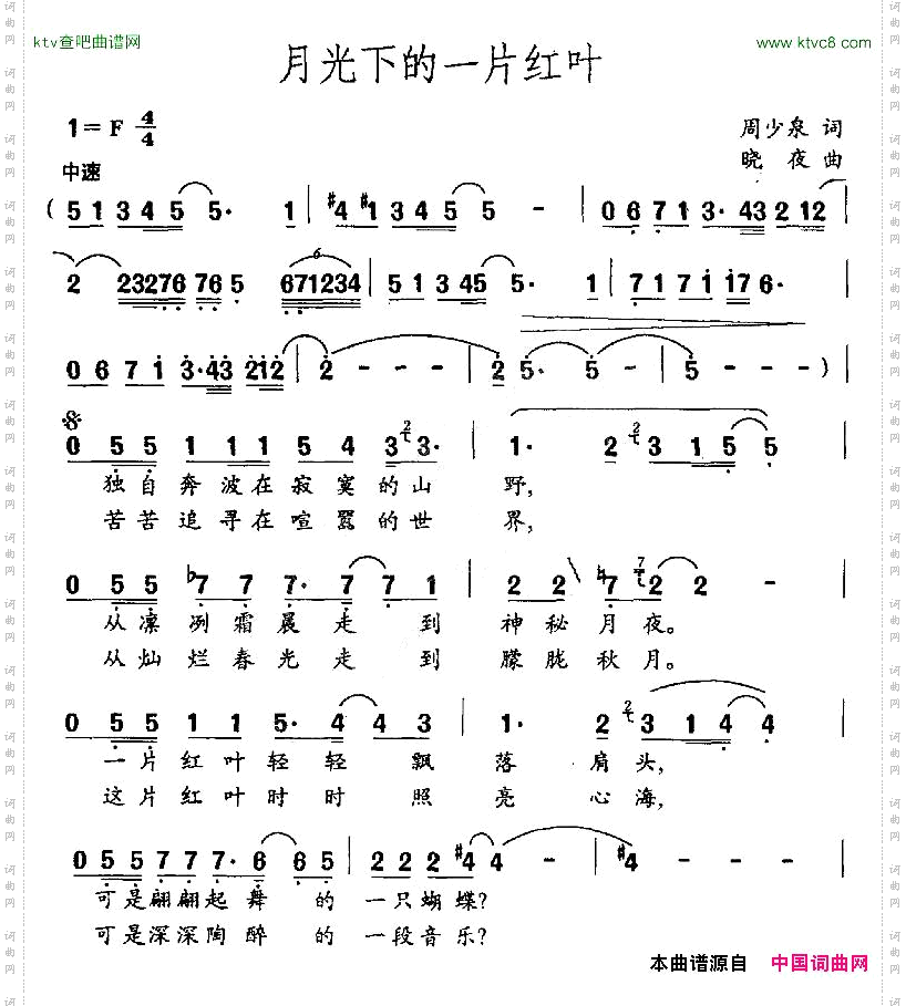 月光下的一片红叶