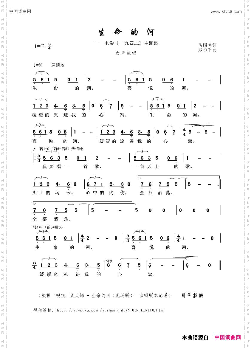 生命的河_电影《一九四二》主题曲