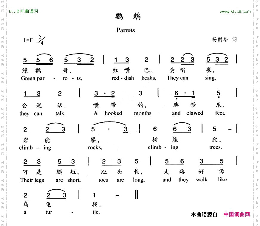 鹦鹉汉英双语