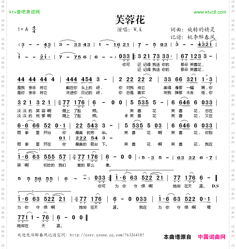芙蓉花旋转的精灵词曲