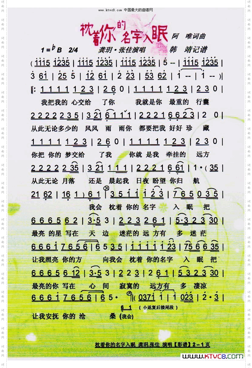 枕着你的名字入眠【彩谱】