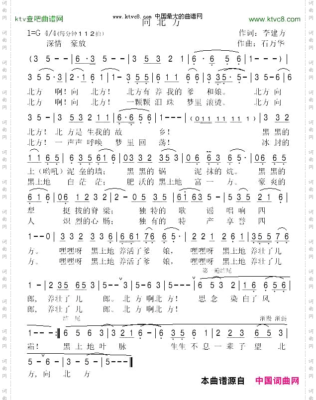 向北方