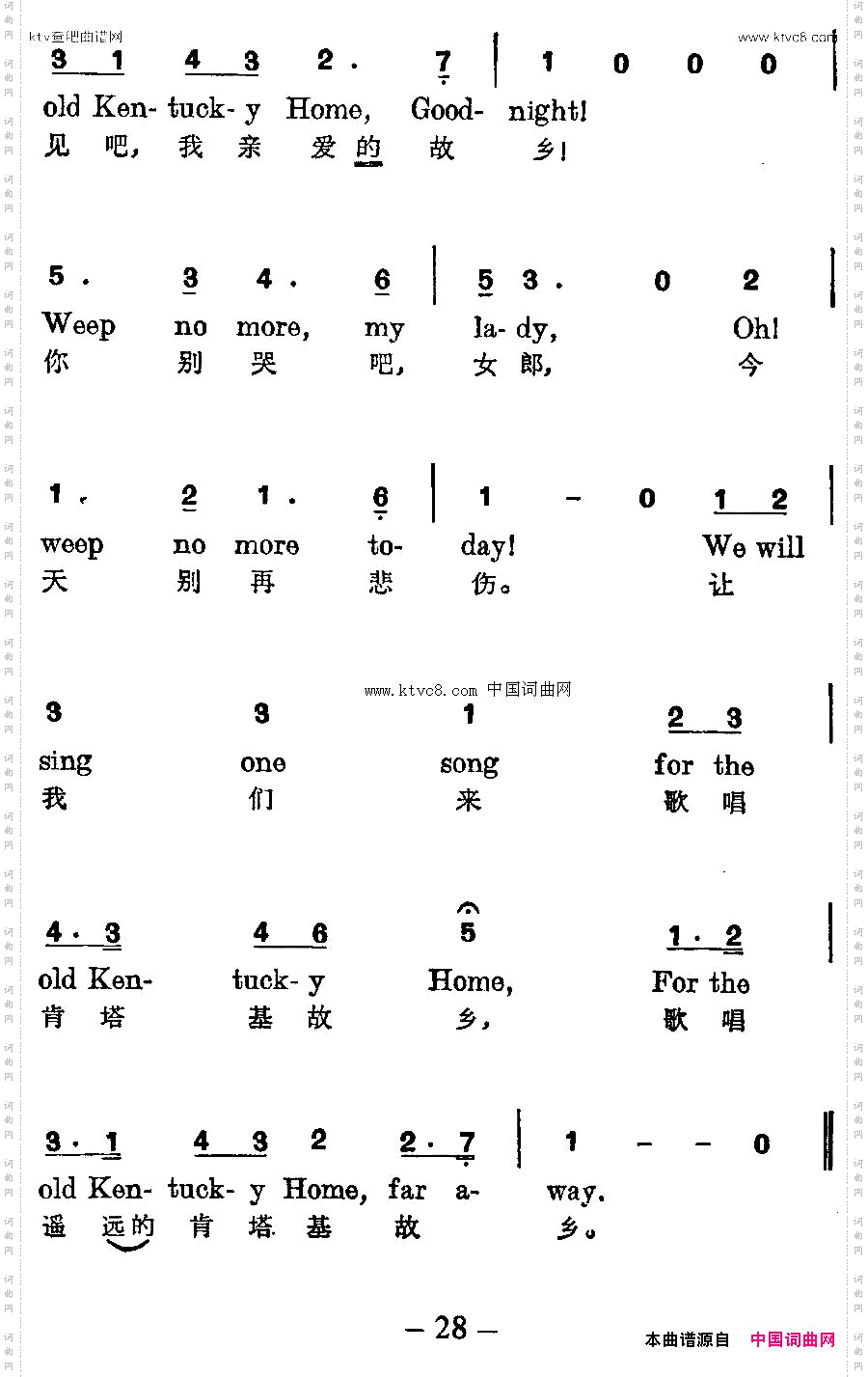 [美]我的肯塔基故乡中英文对照