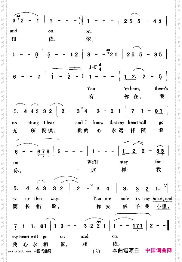 我心永恒中英文