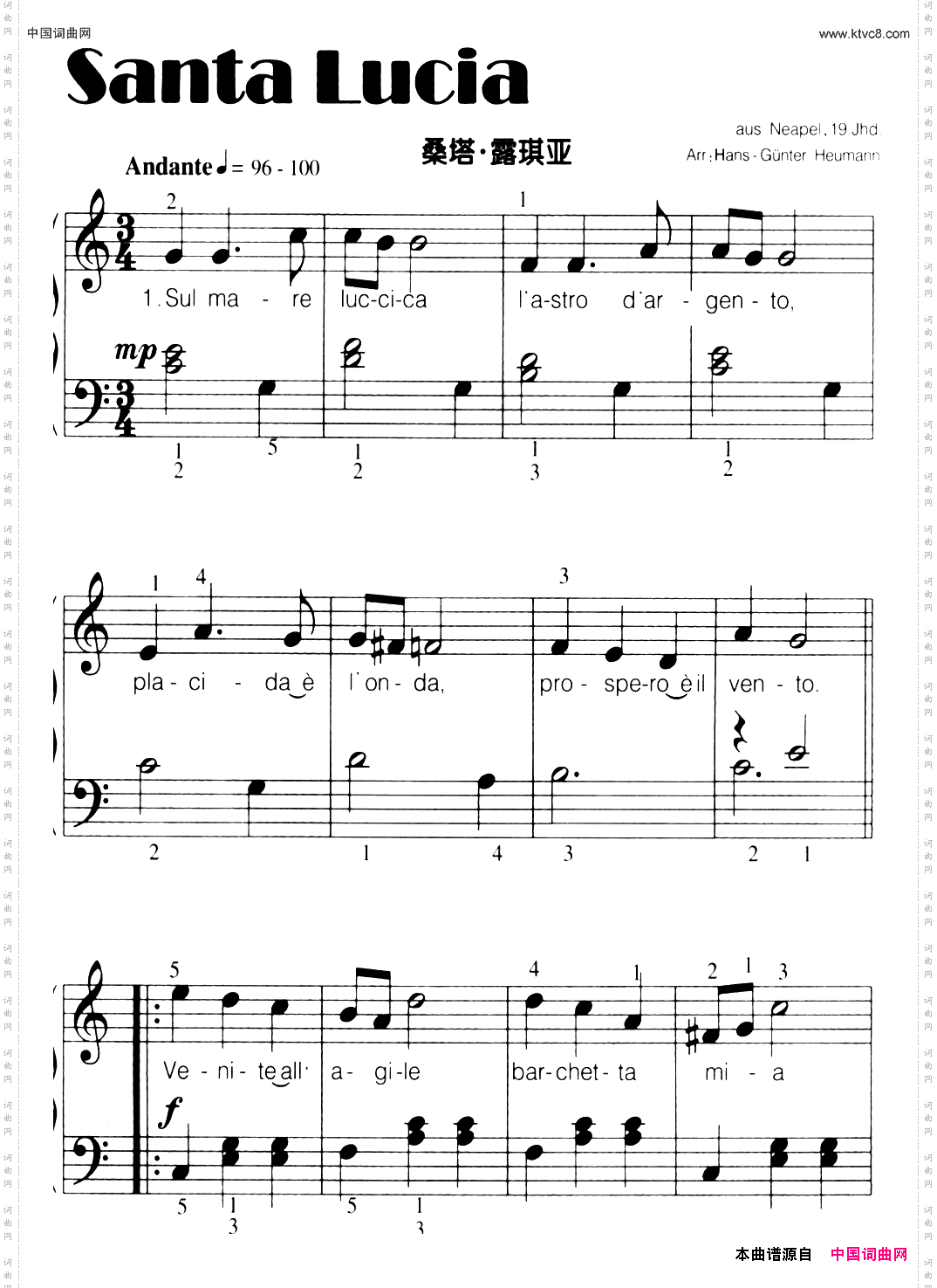[意]SantaLucia桑塔·露琪亚弹唱谱_[意]Santa Lucia桑塔·露琪亚弹唱谱