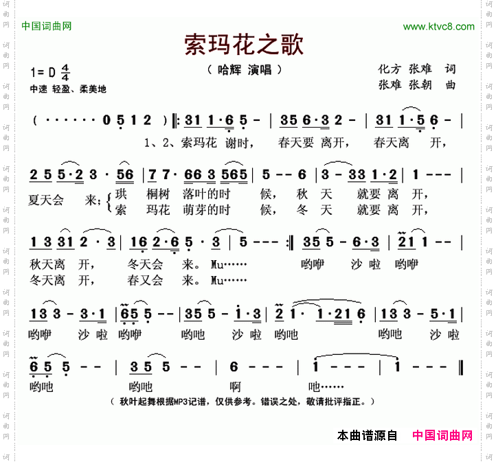 索玛花之歌音乐剧《甘嫫阿妞》主题歌
