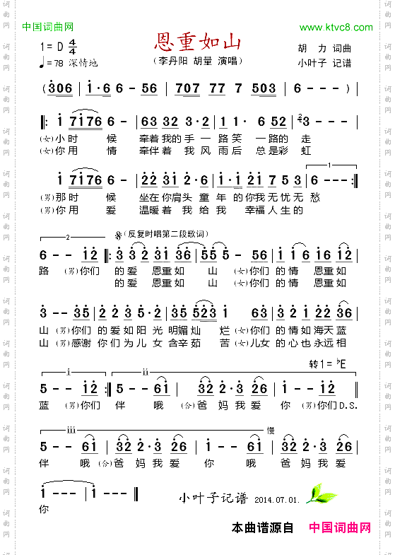 恩重如山胡力词曲