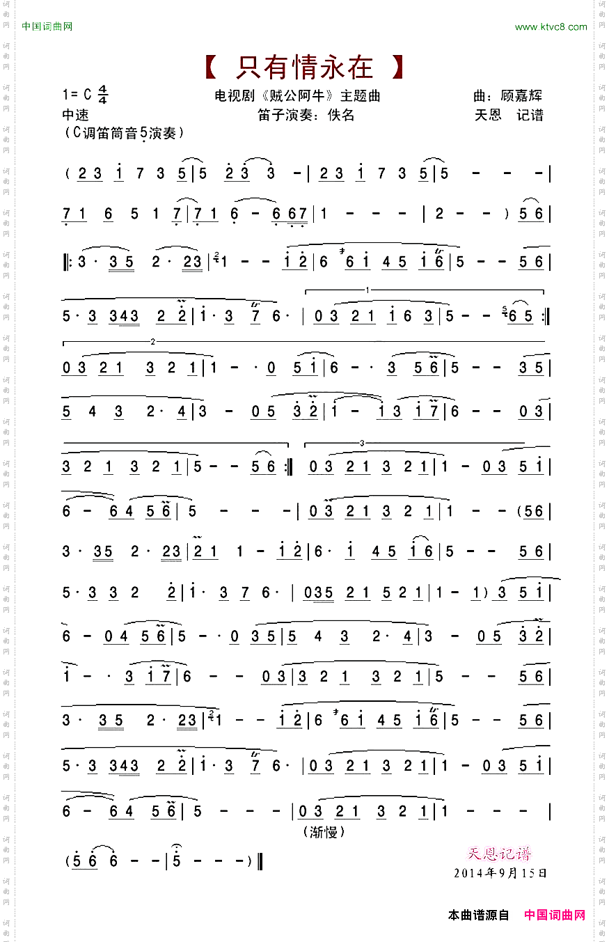 只有情永在_笛子版