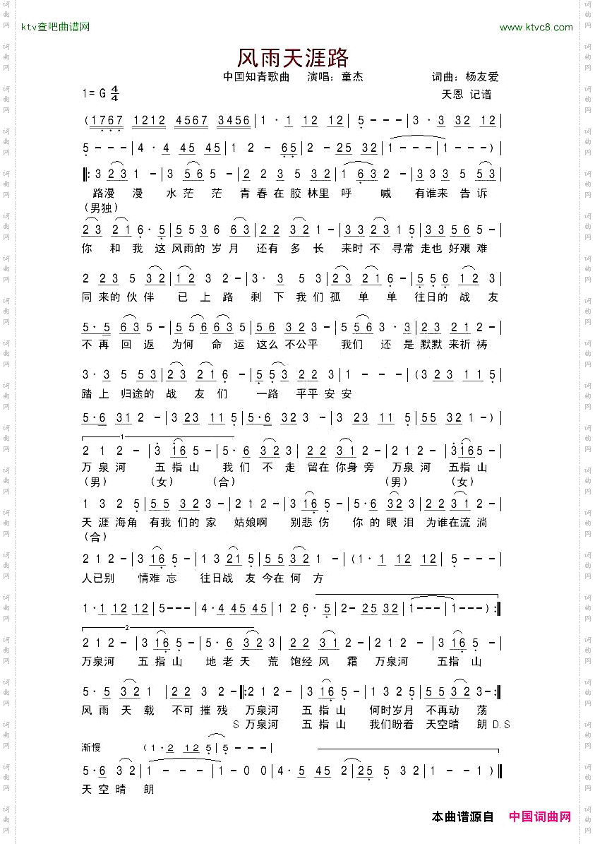 风雨天涯路_中国知青歌曲