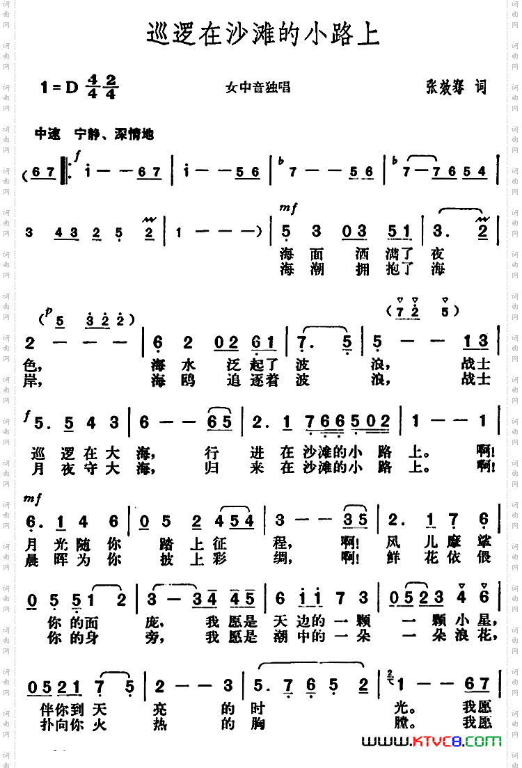 巡逻在沙滩的小路上