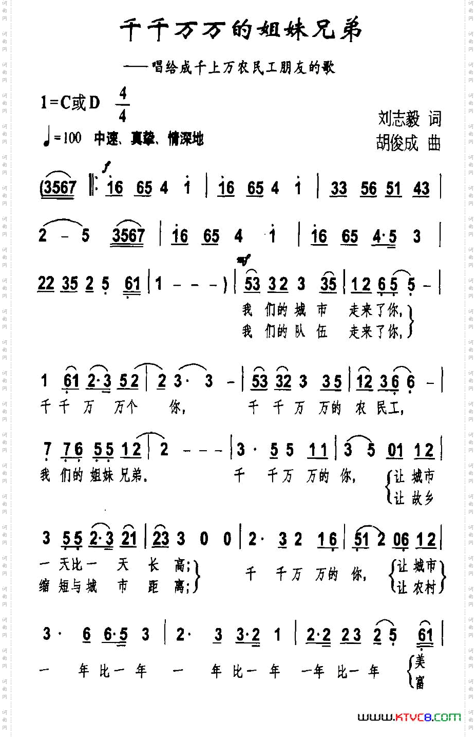 千千万万的姐妹兄弟_唱给成千上万农民工朋友的歌