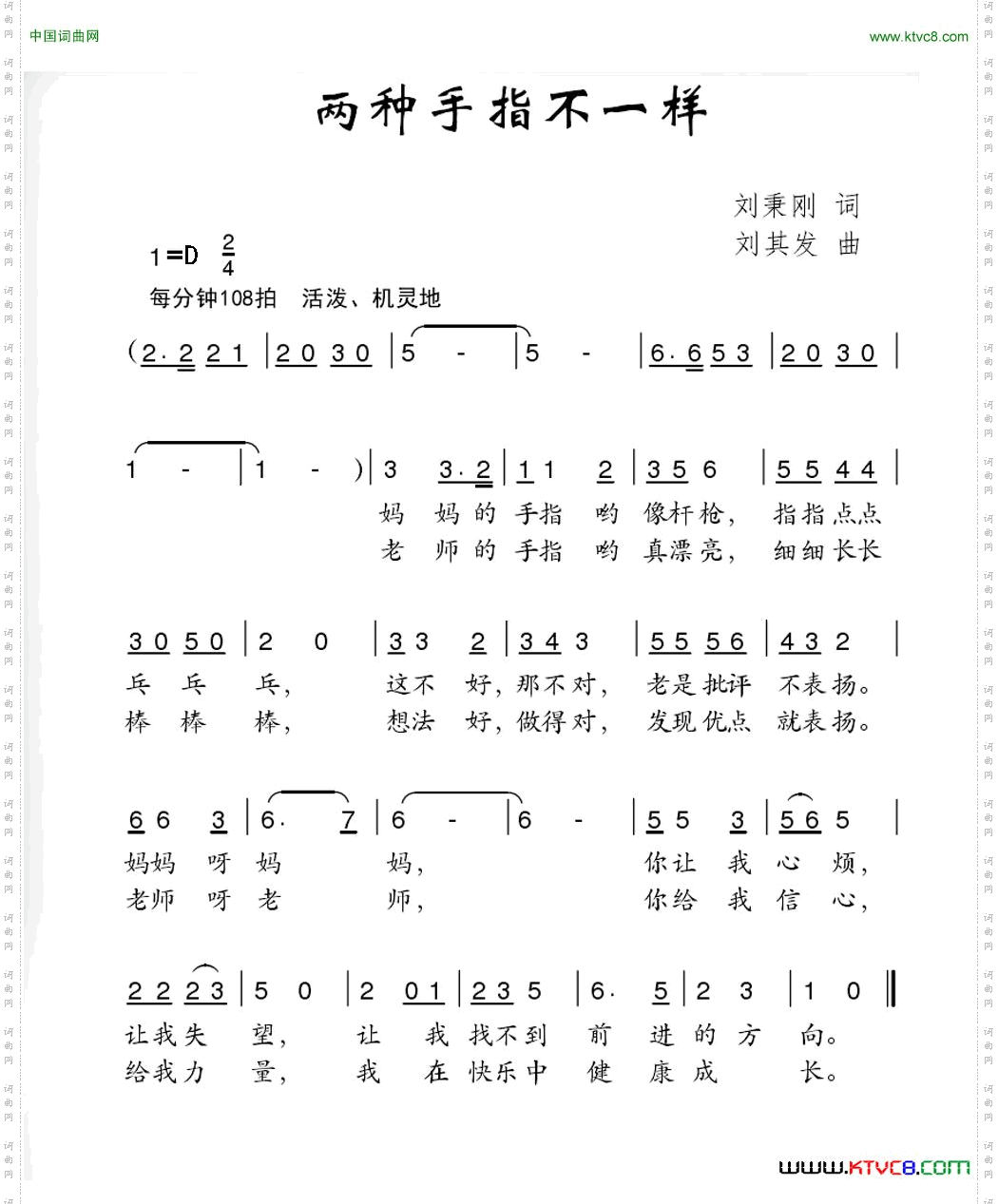两种手指不一样