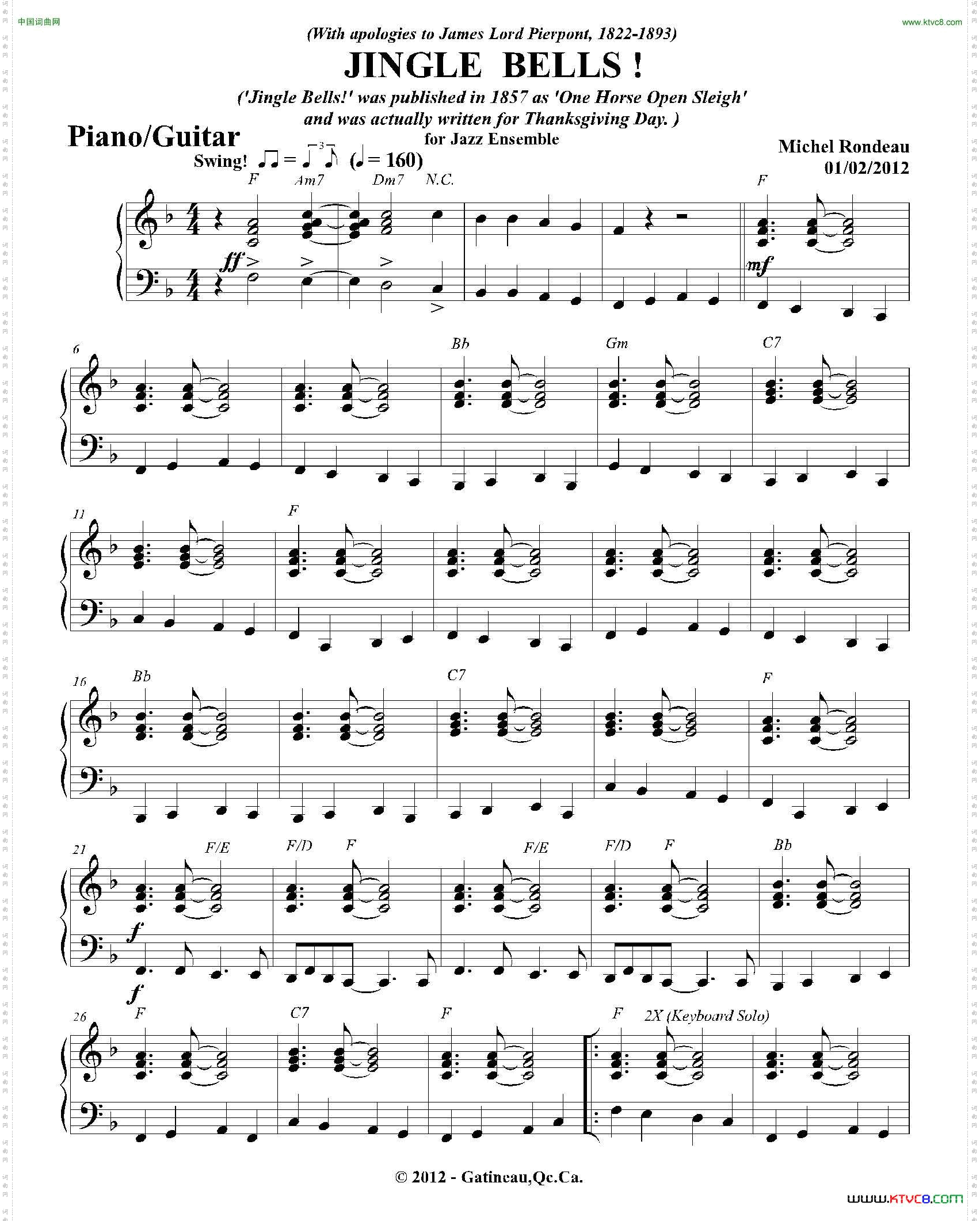 JINGLEBELLS！钢琴、吉他分谱_JINGLE BELLS！钢琴、吉他分谱