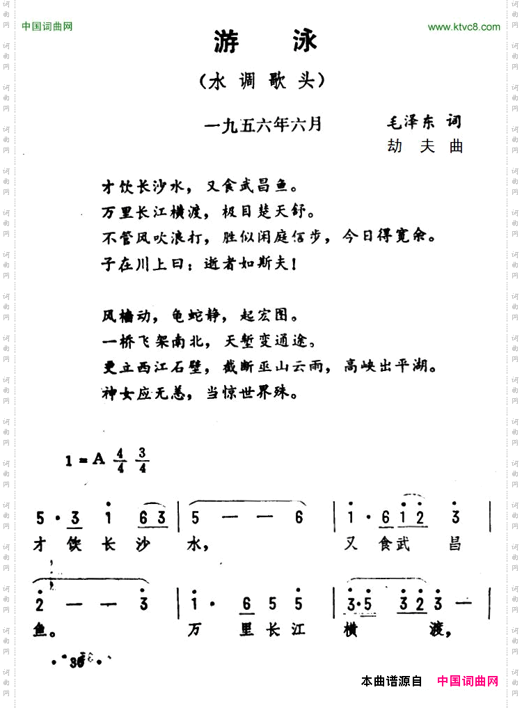 游泳·水调歌头