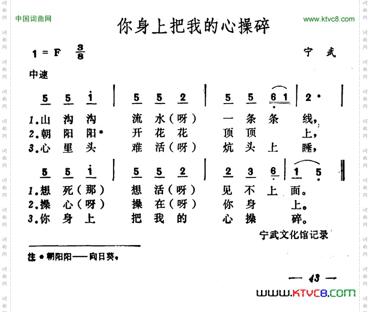 你身上把我的心操碎