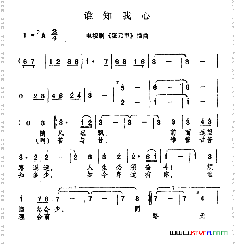谁知我心电视剧《大侠霍元甲》插曲