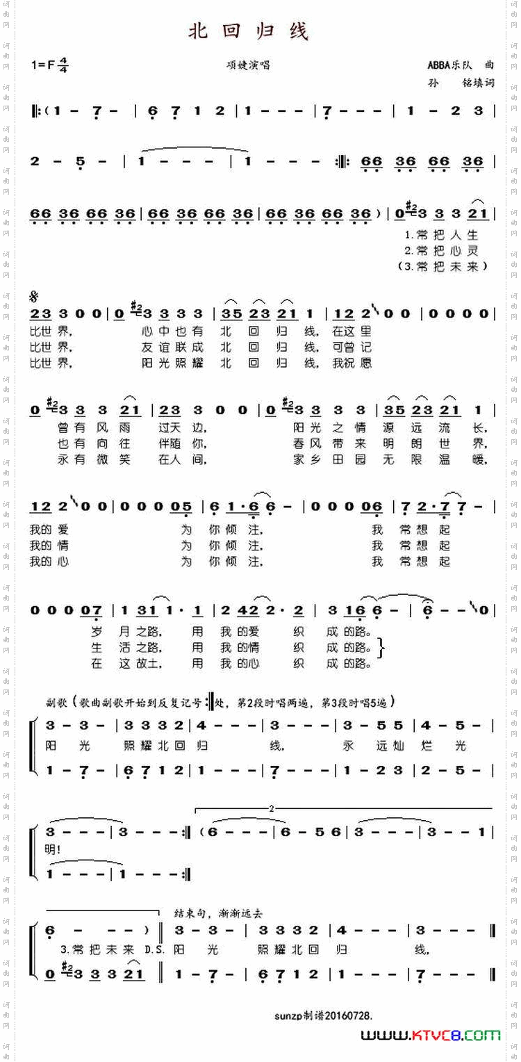 北回归线（ABBA乐队曲 孙铭填词）