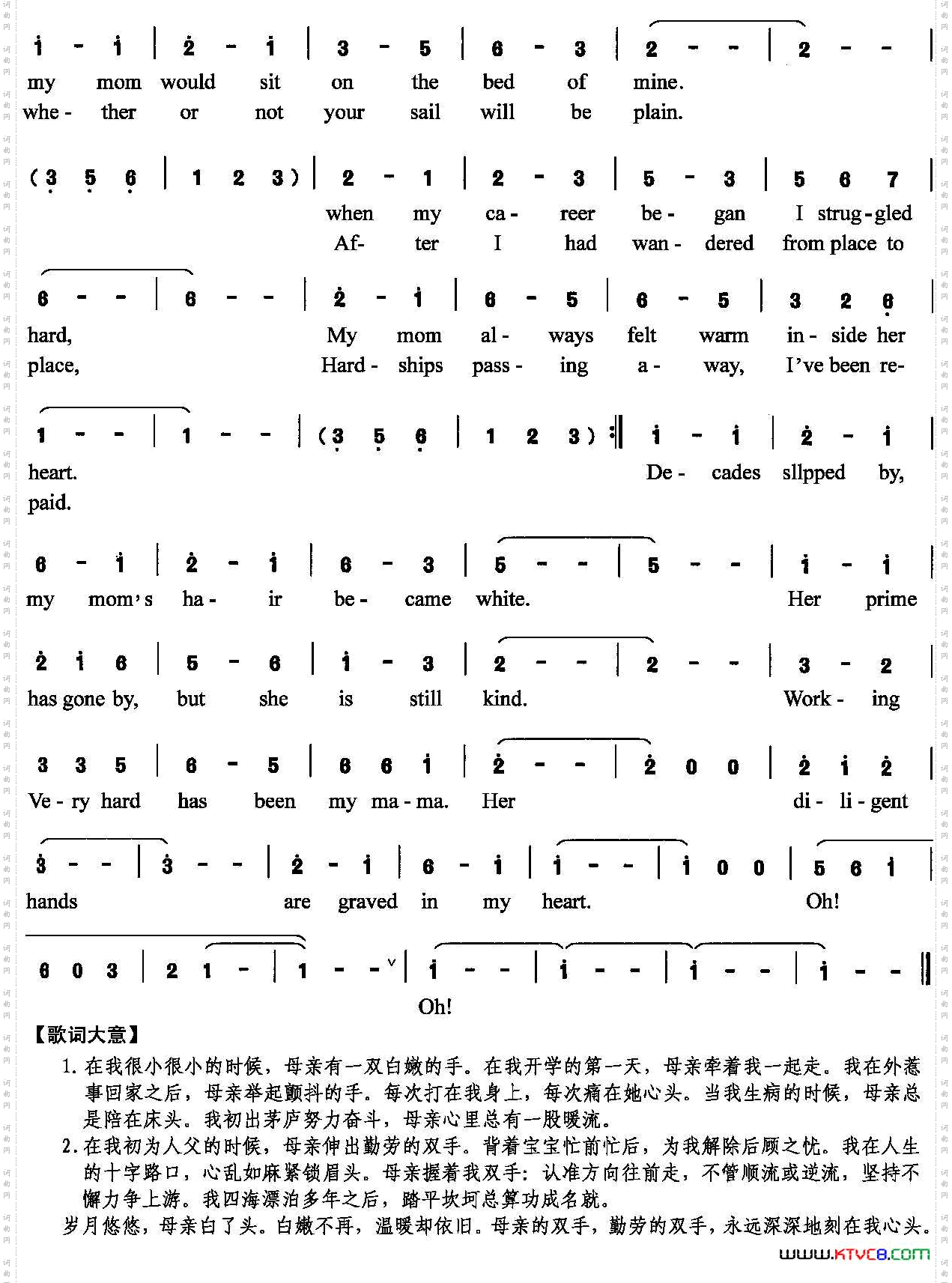 母亲的双手陈颖波词赵陈圣乐曲_母亲的双手陈颖波词 赵陈圣乐曲