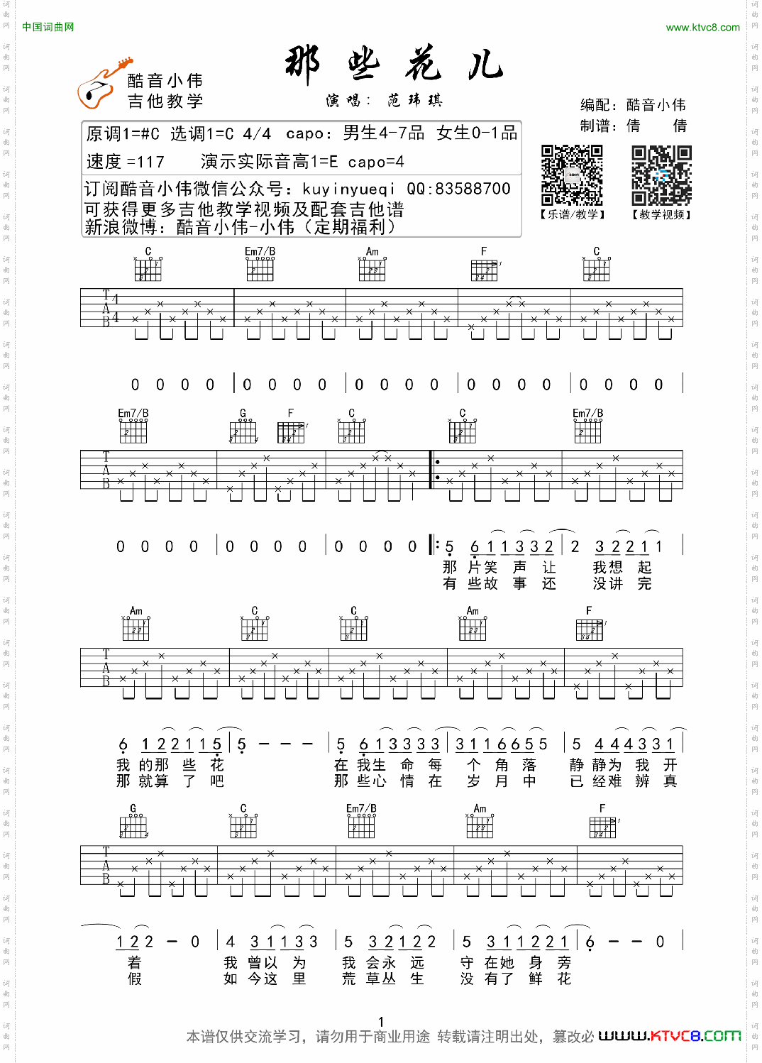那些花儿（范玮琪版酷音小伟编谱）