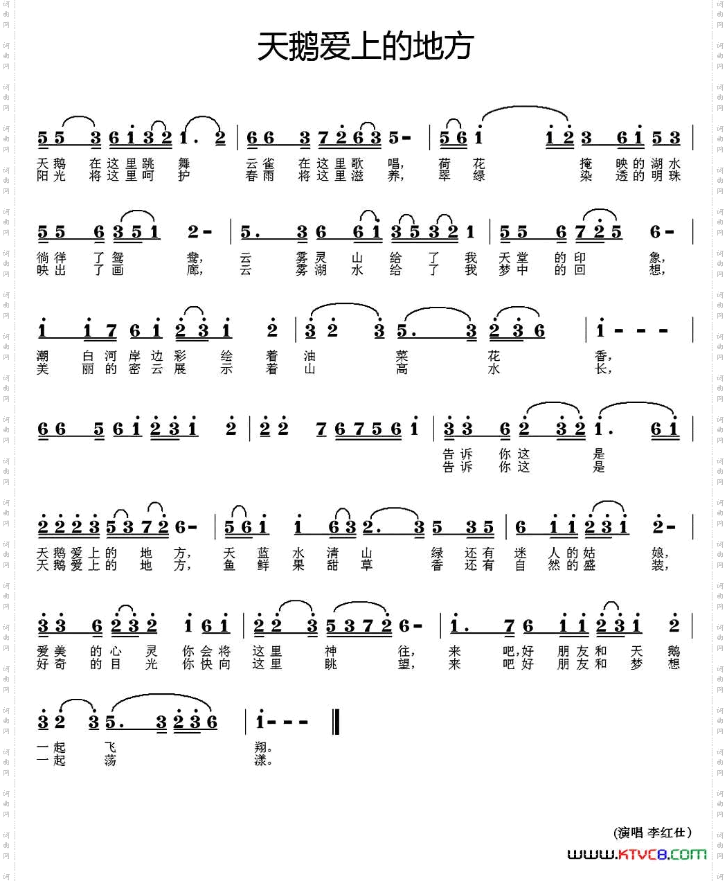 天鹅爱上的地方车行词陈光曲_天鹅爱上的地方车行词 陈光曲