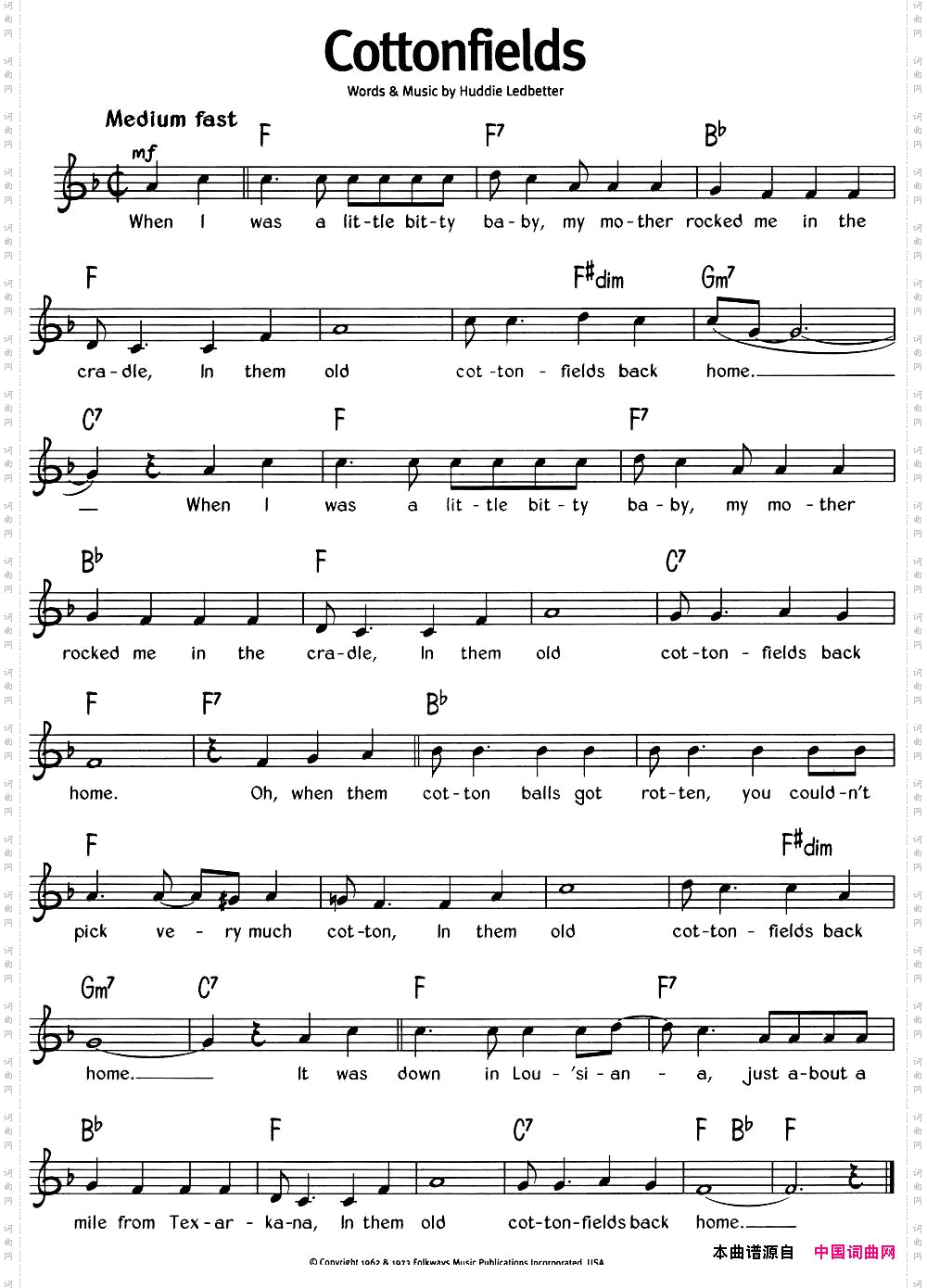 蓝调音乐：Cottonfields