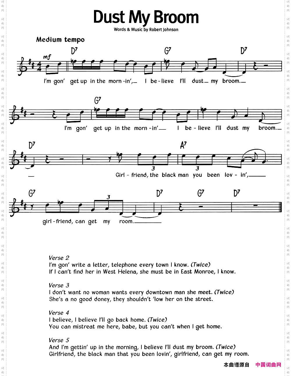 蓝调音乐：DustMyBroom