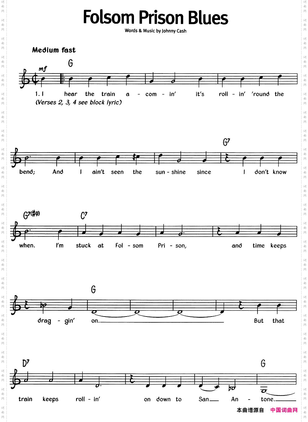 蓝调音乐：FolsomPrisonBlues