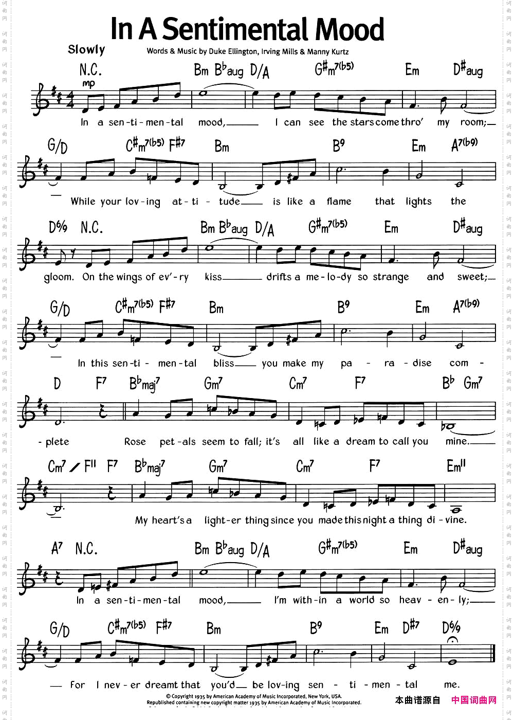 蓝调音乐：InASentimentalMood