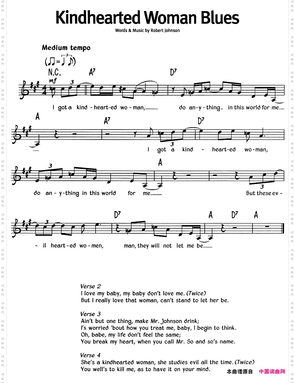 蓝调音乐：KindheartedWomanBlues