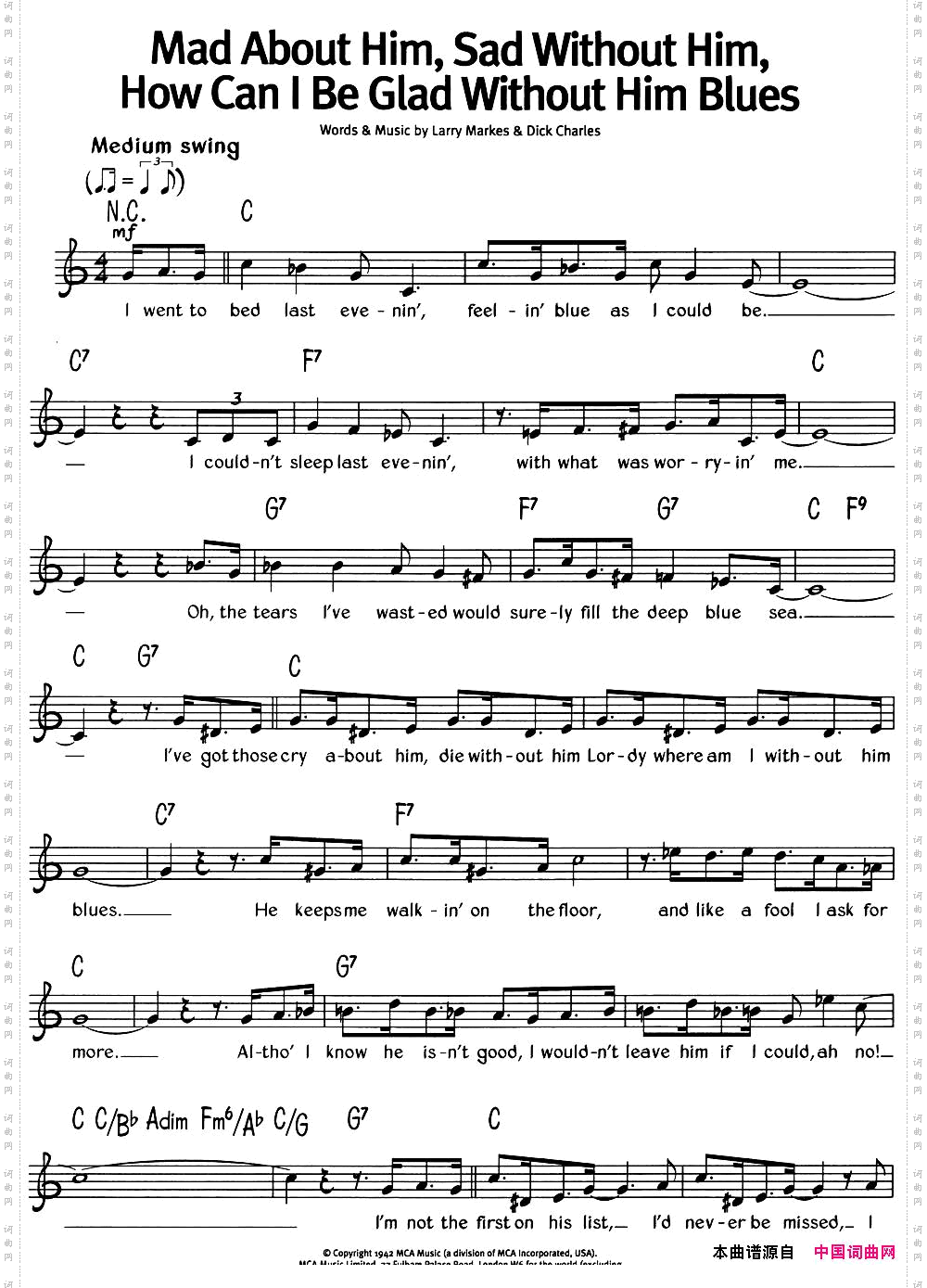 蓝调音乐:MadAboutHimSadWithoutHimHowCanIBeGladWithoutHimBlues