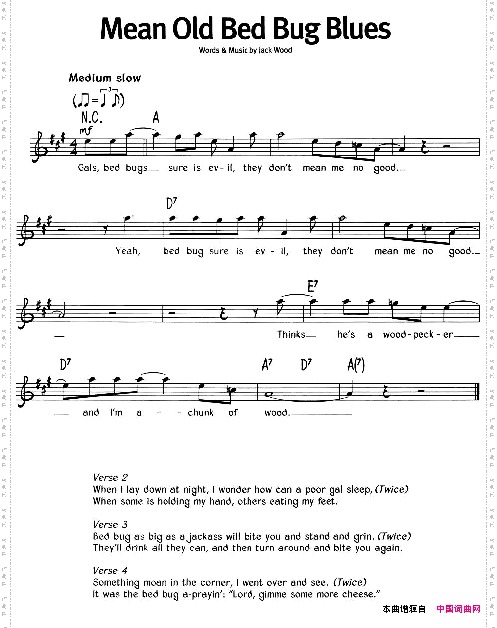 蓝调音乐：MeanOldBedBugBlues