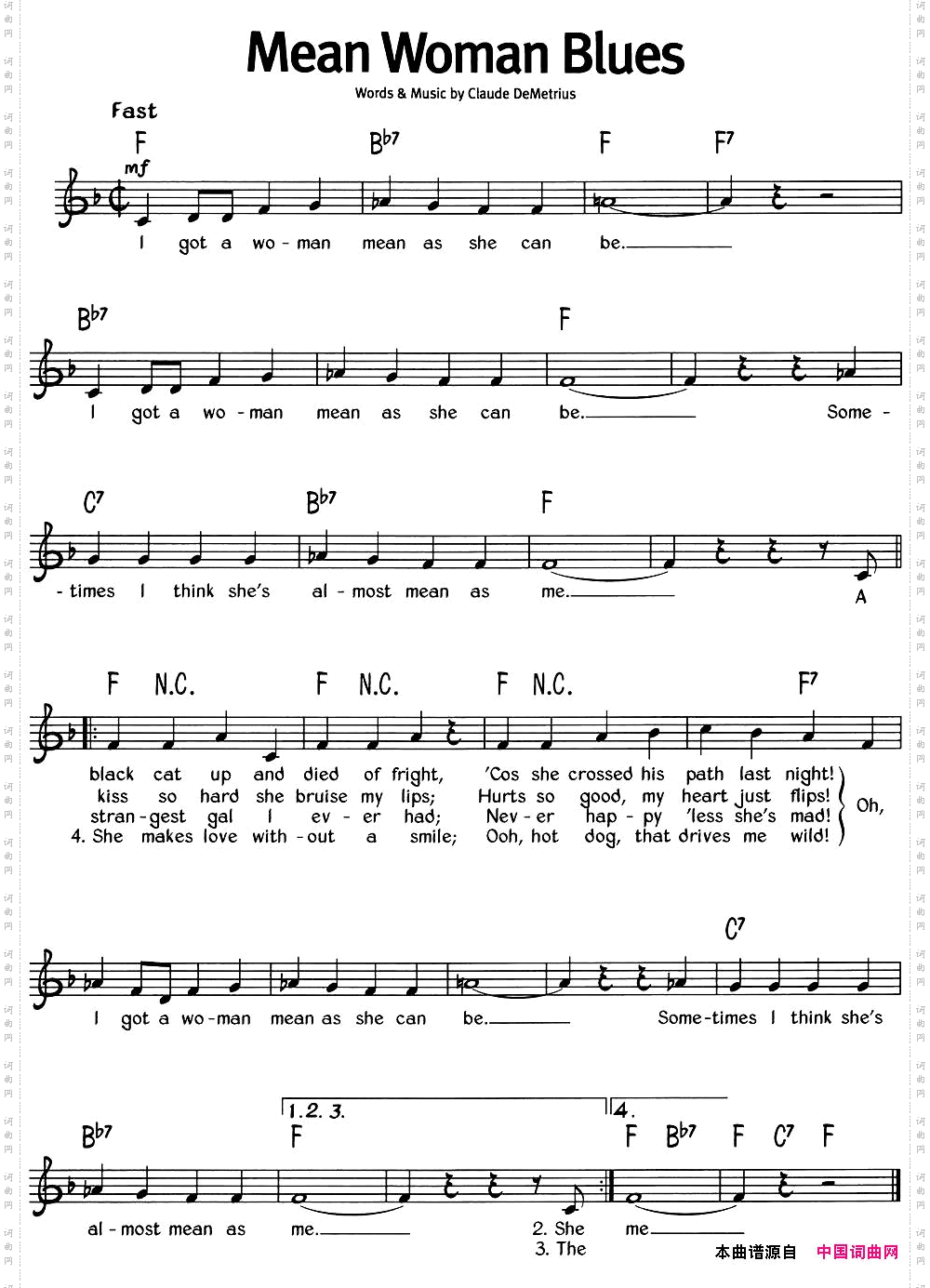 蓝调音乐：MeanWomanBlues