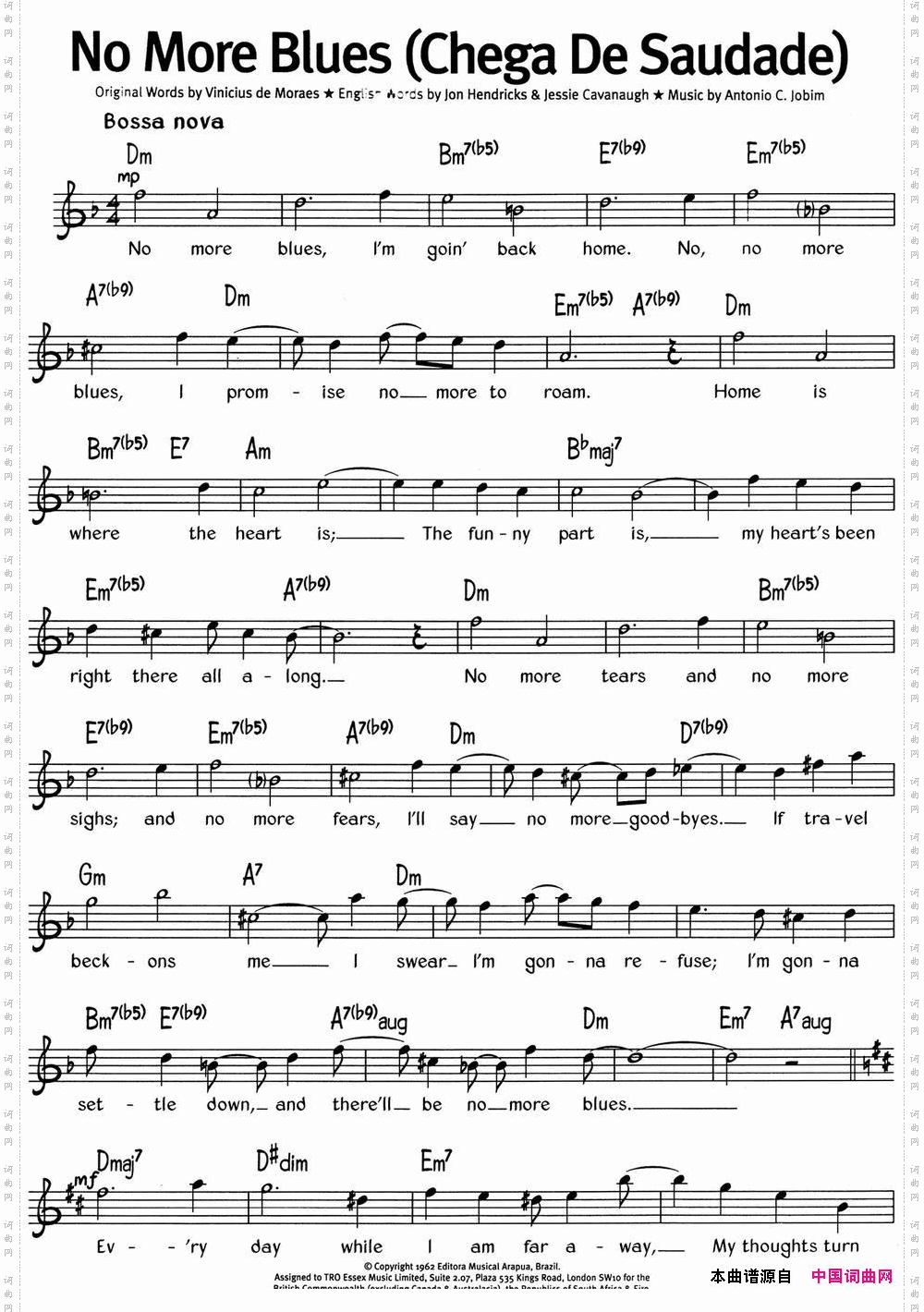 蓝调音乐:NoMoreBluesChegaDeSaudade_蓝调音乐:No More BluesChega De Saudade