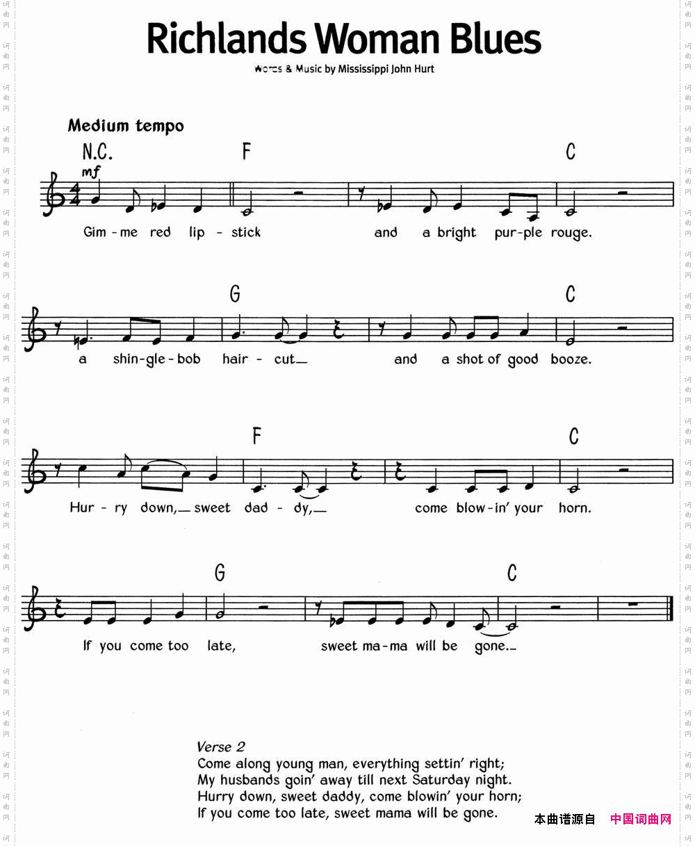 蓝调音乐:RichlandsWomanBlues